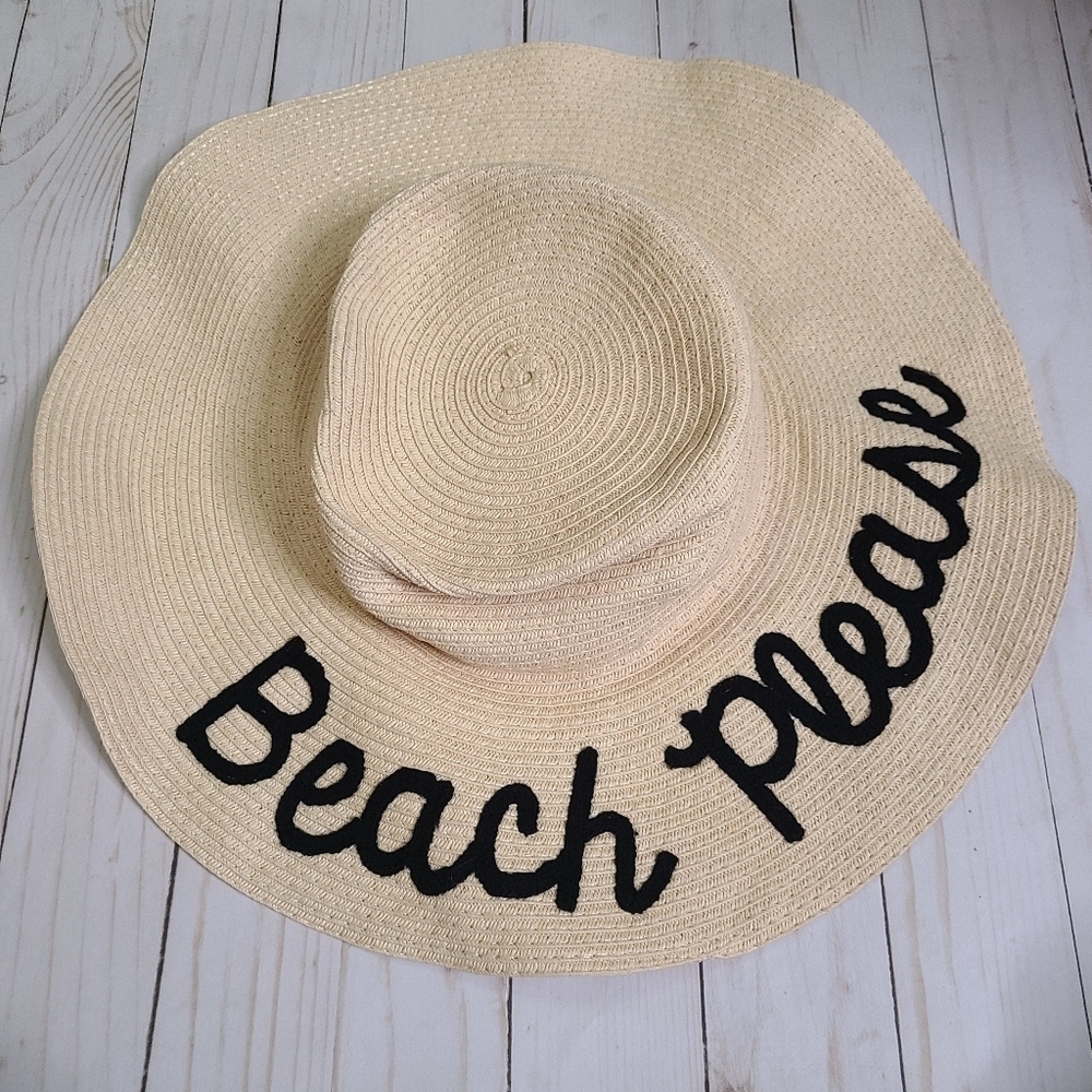 Francesca's Beach Please Straw Floppy Hat